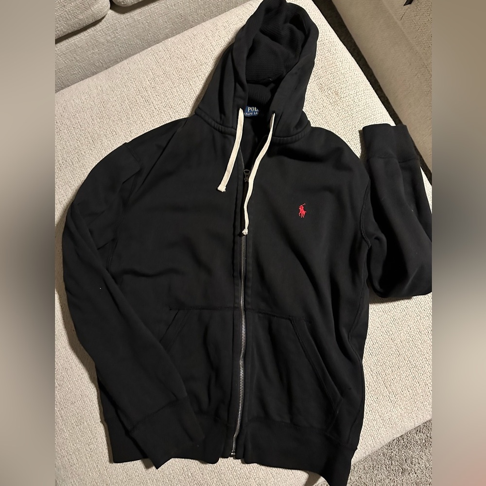 Men’s black Polo signature fleece hoodie size medium